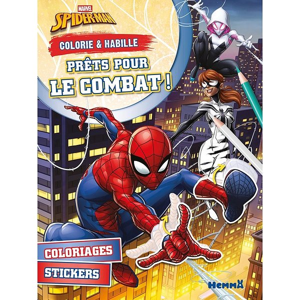 ... | HEMMA | MARVEL SPIDER- MAN - COLORIE & HABILLE - PRETS POUR LE COMBAT ! - COLORIAGES - STICKERS1