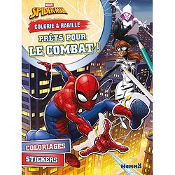MARVEL SPIDER- MAN - COLORIE & HABILLE - PRETS POUR LE COMBAT ! - COLORIAGES - STICKERS