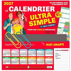 FRIGOBLOC LE MINI CALENDRIER ULTRA SIMPLE POUR UNE FAMILLE ORGANISEE ! (DE SEPT. 2026 A DEC. 2027)